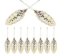 GOOHOCHY 10pcs Christmas Pendant Hanging Pine Cones Ornament, Golden Plastic Pine Cones Shape, Can be Hung by String, for Christmas Tree and Door, New Year Shops
