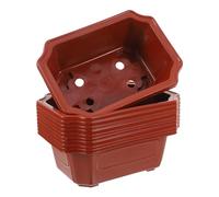GOOHOCHY 10pcs Practical Bonsai Pot Rectangular Plastic Planter Vintage Style Lightweight Red Planting in Your Garden