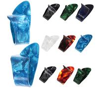 GOOHOCHY 12pcs Colored Celluloid Guitar Finger Picks Thumb Index Picks Heavy Grip for Acoustic Electric Guitar, Mixed Colors Bulk Set for Jazz and Blues Players