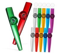 GOOHOCHY 12pcs Metal Kazoo Set with 12 Membranes, Small Beginner Kazoo Musical Instruments for Kids and Adults Practice, Suitable for Music Learning and Performance