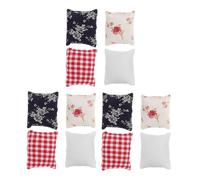GOOHOCHY 12pcs Miniature Dollhouse Pillows Lightweight Simulated Cushions for Sofa Bed Decorative Accessories in White Red Blue Floral Patterns for Creative Play