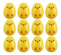 GOOHOCHY 12pcs Yellow Chick Designed Plastic Easter Eggs Decorative and Can Hold Surprises and Home Easter Party Supplies