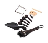 GOOHOCHY 15pcs Ebony Violin Fittings Set Tailpiece, Chinrest, Endpin, Tail Gut, and 4 Pegs Black Violin Parts Accessories Kit for String Instrument Maintenance