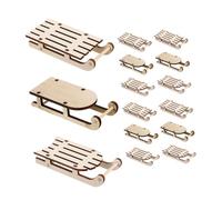 GOOHOCHY 15pcs Mini Hanging Sleigh Wooden Desktop Ornament DIY Assembly Educational for Christmas Tabletop Decor Dollhouse Accent Styles