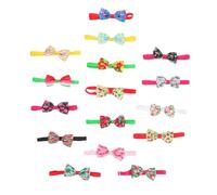 GOOHOCHY 16pcs Adjustable Pet Bow Ties with Ribbed Band, Easy to Put and Take, Flexible Design for Dogs and Cats, for Photo Shoots and Christmas Celebrations