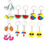 GOOHOCHY 16pcs Hawaiian Keychain Set Tropical Beach Style Bag Pendants Eye Catching Keyring Bulk for Summer Parties Decorations Cute Keychain Accessories for Women