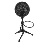 GOOHOCHY 1set Desktop Microphone Stand Tripod and Anti-spray Mesh Compact and Lightweight Design for Home Studio and Live Performance Black Color