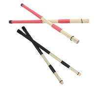 GOOHOCHY 2 Pairs Wooden Drum Brushes and Rod Drumsticks Set, Non-slip Crimson and Ebony Percussion Sticks for Jazz and Acoustic Drumming Practice, Suitable for Boys and Girls and Adult
