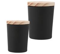 GOOHOCHY 2 Sets Black Matte Glass Candle Jars with Wooden Lids for Aromatherapy Candle Making DIY Storage for Dried Flowers Essential Oils Versatile Decor for Events Holidays