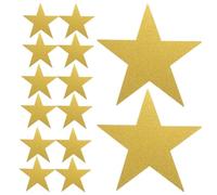 GOOHOCHY 24pcs Double Printed Glitter Star Cutouts Metallic Gold Paper Decorations for Classroom Bulletin Boards Party Table Decor Creative Doodling Activities