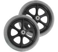 GOOHOCHY 2pcs 8 Inch Wheelchair Front Wheels Replacement, Grey Sturdy Walker Wheels, Drive Wheelchair Parts for Mobility Aids and Walking Assistance