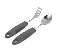 GOOHOCHY 2pcs Adaptive Stainless Steel Weighted Utensils Set with Built-up Handles for Elderly and Disabled Fork and Spoon Aid for Hand Tremors and Supplies
