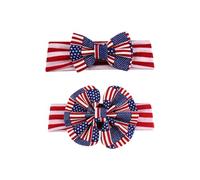 GOOHOCHY 2pcs Adjustable Anti-slip Bowknot Headbands with American Flag Pattern, Creative Cloth Hair Bands for Independence Day Party and Photography