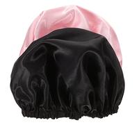 GOOHOCHY 2Pcs Adjustable Satin Sleeping Bonnet for Women Comfortable Turban Hair Protection Double Sided Shower Cap for Travel and Everyday Use
