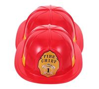 GOOHOCHY 2Pcs Adult Fireman Hat Cosplay Firefighter Helmet Plastic Pretend Play Cap Role Play Accessory for Fireman Costume and Dress Up