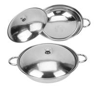 GOOHOCHY 2pcs Anti-Spill Hot Pot Cookware Set 26cm Stainless Steel Thickened Small Cooking Pots with Lids Household Kitchen Metal and Simmering