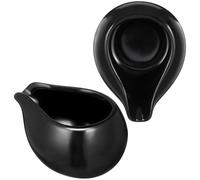 GOOHOCHY 2Pcs Black Ceramic Milk Jugs with Round Spout, Kitchen Sauce Cups and Breakfast Milk Cups for Household Use, Small Sauce Jugs Suitable for Coffee, Honey, and Soup Serving