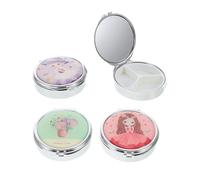 GOOHOCHY 2pcs Blue Weekly Pill Box Round Mini Pill Box Sections Organiser for Tablets Medicine Containers
