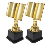 GOOHOCHY 2pcs Book Shaped Gold Trophy Reading Competition Award Motivational Participation Trophy for School Inspiring Young Readers Parent Activities