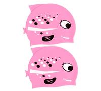 GOOHOCHY 2pcs Cartoon Silicone Swim Caps Comfortable Swimming Hats for Boys Bright Fish Patterns for Pool and Beach Safety