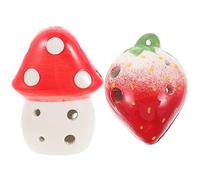 GOOHOCHY 2pcs Ceramic Ocarina Musical Instrument for Red Mushroom Strawberry Design Safe and Durable Ocarina for Early Music Learning and Creativity Development