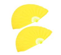 GOOHOCHY 2pcs Chinese Foldable Handheld Fans Silk Cloth Dance Fans Large Folding Hand for Women Traditional Tai Chi Kung Fu Performance 13-inch Left and Right Hand Use