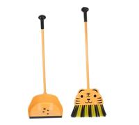 GOOHOCHY 2Pcs Cleaning Broom and Dustpan Set with Tiger Design Mini Housekeeping Kit for Sized Pretend Play Promotes Independence and Habits Easy Grip for Preschool Role Playing