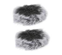GOOHOCHY 2pcs Clip-on Microphone Windproof Covers Plush Wool for Noise Reduction, Grey Black Microphone Protectors Suitable for Karaoke, Interviews, and Outdoor Use