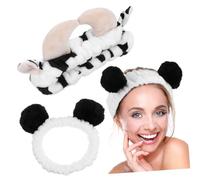 GOOHOCHY 2Pcs Cow Panda Makeup Headbands Soft Fleece Spa Headbands for Face Washing Comfortable Skincare Accessories for Women Cute Animal Hairbands for Daily Use