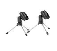 GOOHOCHY 2pcs Desktop Tripod Microphone Stand Made of Sturdy Plastic and Metal, Tight and Safe Design for Blog Or Classroom Use, Black Table Mic Support Rack
