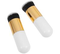 GOOHOCHY 2pcs Foundation Makeup Brush Set with High-density Artificial Fiber, No Shedding, Comfortable to Use, White Colour, for Blending Liquid and Cream Foundation for Women and Girls