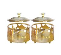 GOOHOCHY 2pcs Golden Dried Fruit Container Candy Boxes Party Favour Candy Wrapping Boxes Made of Iron and Pet with Fine Workmanship, Practical for Family Gatherings and Party Favors