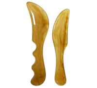 GOOHOCHY 2Pcs Gua Sha Scraper Massage Board Set with Toothed and Smooth Resin Handles, Body Scraping Tools for Full Body and Face Lymphatic Massage, Compact Muscle Relaxation Tool for