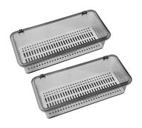 GOOHOCHY 2Pcs Kitchen Utensil Organizer Large capacity Plastic Kitchen Drawer Organizer with Lid and Drainer Stackable Utensil Holder for Countertop Silverware Tray Container - 28 * 13 * 7cm