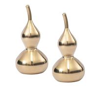 GOOHOCHY 2pcs Large Waist Thin Gourd Figurine Decorative Statue Brass Feng Shui Prosperity Ornament for Home Table Decor and Buddhist Supplies