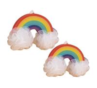 GOOHOCHY 2Pcs Loofah Bath Sponge Set Rainbow Mesh Scrubber for Boys, Soft Exfoliating Body Washcloth, Cartoon Shower Ball Suitable for ’S Bathing and Adult Use