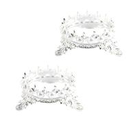 GOOHOCHY 2pcs Metal Manicure Pen Holder Vintage Crown Shaped Nail Art Pen Rack with Mini Design Holds Multiple for Salon and Office Use Silver