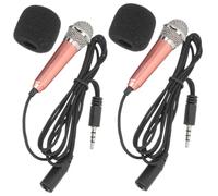 GOOHOCHY 2pcs Mini Portable Handheld Microphones for Phone Laptop Tiny Vocal Microphones for Singing and Recording Compact Lightweight Design Easy Plug and Use Gold Color