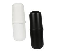 GOOHOCHY 2pcs Portable Toothbrush Storage Case with Divided Design Round Mouth Cups, Space-Saving Plastic Travel Toothbrush Box for Bathroom and Travel Life