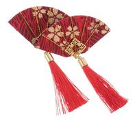 GOOHOCHY 2pcs Red Fabric Hair Clips with Japanese Aesthetics and Ancient Style, Small Claw Clips for Festival and Cosplay, Safe Materials and Versatile Use for Lunar New Year