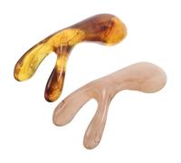 GOOHOCHY 2Pcs Resin Dual Fork Nose Scraper and Hair Massager Comb Set, Multi-Functional Scalp and Head Massager for Meridian Acupoint Therapy, Suitable for Spa and Personal Care, Beige and