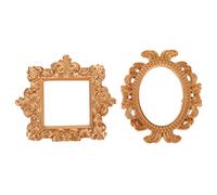 GOOHOCHY 2pcs Resin Picture Frames European Style Retro Art Photo Frame Smooth Surface Home Decorations Metal Bracket Table Display Collage