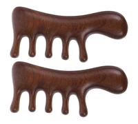 GOOHOCHY 2pcs Sandalwood Head Massage Comb Wide Tooth Detangler Comb Brown No Static Comfortable Grip for Mother's Day and Father's Day