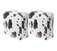 GOOHOCHY 2pcs Sanitary Pad Bag Portable Pu Material Compact Zipper Design Lovely Cow Print Stylish Period Pouch