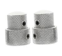 GOOHOCHY 2Pcs Silver Metal Volume Tone Control Knob for Electric Guitar and Bass Potentiometer Impact Resistant Rotary Control Caps with Aging Resistance for Musical Instrument Accessories