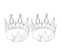 GOOHOCHY 2pcs Silver Wedding Bridal Crown Headband for Women, Adorned with Sparkling Rhinestones, Comfortable to Wear, Plastic Circular Tiara for Party and Celebrations