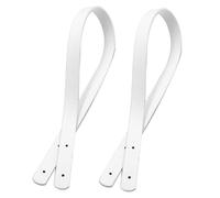 GOOHOCHY 2pcs White Pu Leather Bag Replacement Straps for Women, 60cm Classic Rivet Style Tote Bag Handles, Fashion Chic Thin Wrist Straps for Handbag Replacing Handles
