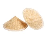 GOOHOCHY 2pcs Woven Bamboo Straw Hats Medium Natural Handcrafted Classroom Hanging Decor for Kindergarten Painting DIY Party Supplies