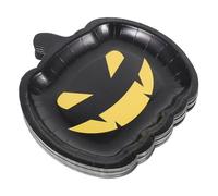 GOOHOCHY 30pcs Halloween Pumpkin Paper Plates Festive Black Smiling Pumpkin Dessert Trays Candy Dishes for Indoor Outdoor Party Tableware