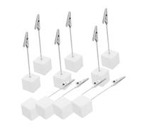 GOOHOCHY 30pcs Wooden Memo Holder Clips with Sturdy Base for Table Numbers Photos and Notes Desktop Organizer for Weddings and Office Natural Wood Finish Square Design